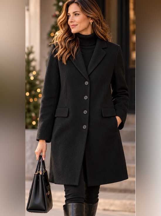 Banana Republic Jackets & Blazers - Banana Republic Petite S 100% Wool Black Tailored Long Coat Classic